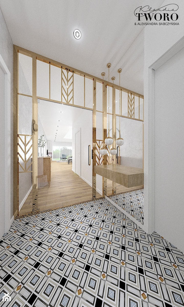 Dom w Jarocinie - Mały biały hol / przedpokój, styl nowoczesny - zdjęcie od Klaudia Tworo Projektowanie Wnętrz