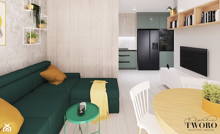 Okopowa - projekt mieszkania - Salon, styl nowoczesny - zdjęcie od Klaudia Tworo Projektowanie Wnętrz
