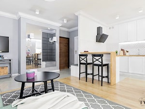 Mieszkanie_2 - Średni szary salon z kuchnią z jadalnią - zdjęcie od Klaudia Tworo Projektowanie Wnętrz