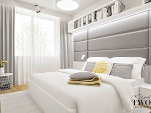 Kolorowy Gocław 2 - Mała biała szara sypialnia - zdjęcie od Klaudia Tworo Projektowanie Wnętrz