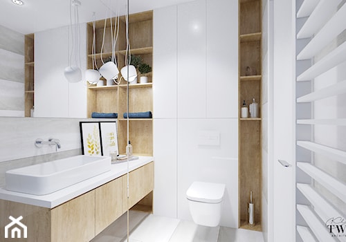 Dom w Jarocinie - Mała z punktowym oświetleniem łazienka, styl nowoczesny - zdjęcie od Klaudia Tworo Projektowanie Wnętrz