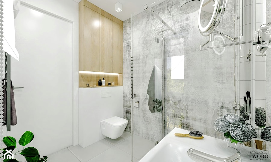 Średnia na poddaszu bez okna łazienka, styl nowoczesny - zdjęcie od Klaudia Tworo Projektowanie Wnętrz