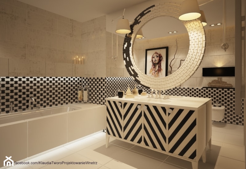 Łazienka i lustro w lustrze - zdjęcie od Klaudia Tworo Projektowanie Wnętrz - Homebook