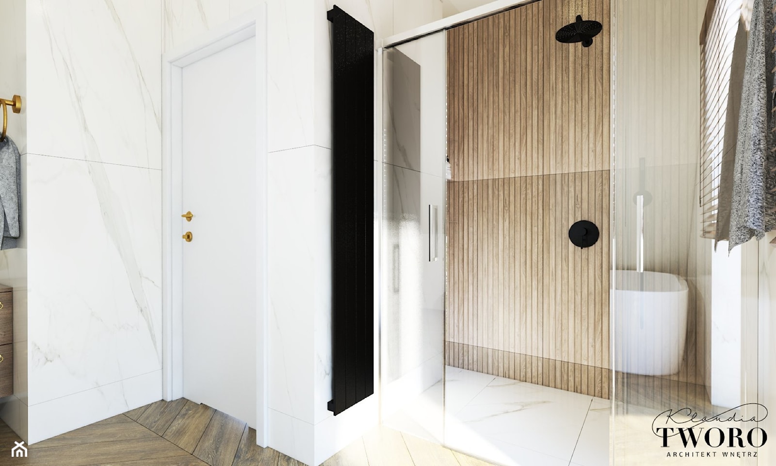 Brąz/złoto kuchnia + łazienka - Łazienka, styl nowoczesny - zdjęcie od Klaudia Tworo Projektowanie Wnętrz - Homebook
