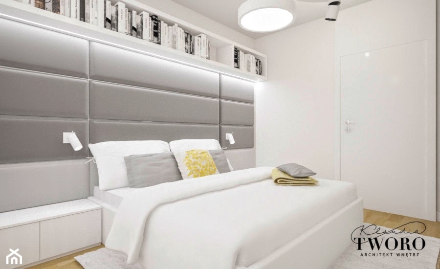 Kolorowy Gocław 2 - Średnia biała sypialnia - zdjęcie od Klaudia Tworo Projektowanie Wnętrz