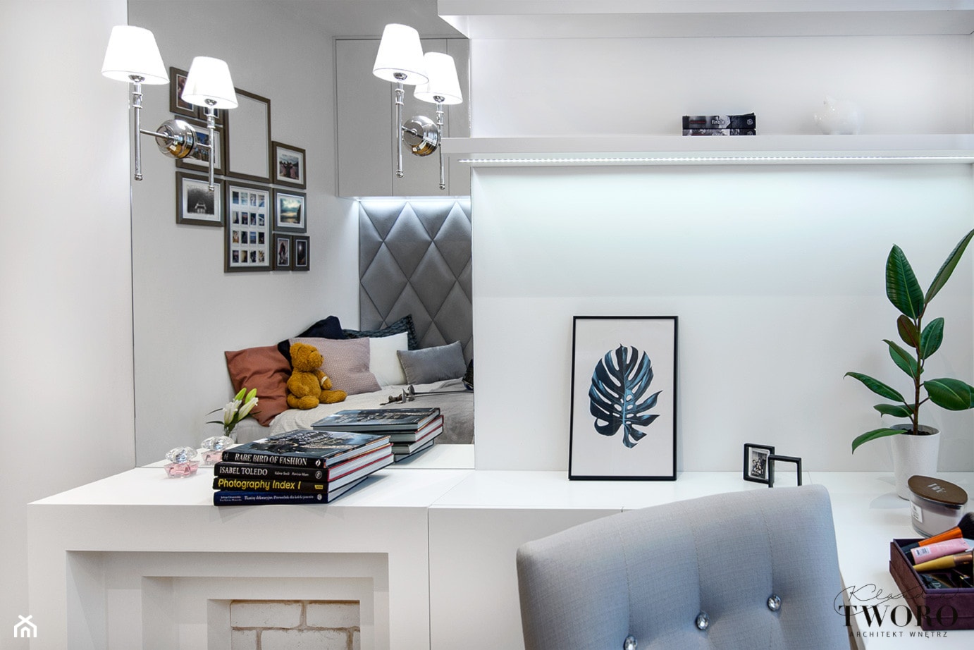 Żoliborz Artystyczny Biały - Średnia biała sypialnia - zdjęcie od Klaudia Tworo Projektowanie Wnętrz - Homebook