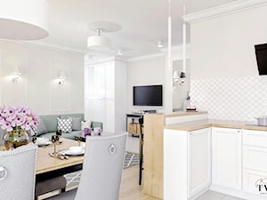 Mieszkanie_2 - Średni biały salon z kuchnią - zdjęcie od Klaudia Tworo Projektowanie Wnętrz