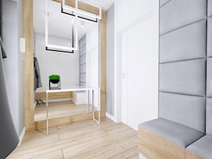 Dom Orońsko - Średni z wieszakiem biały szary hol / przedpokój, styl nowoczesny - zdjęcie od Klaudia Tworo Projektowanie Wnętrz