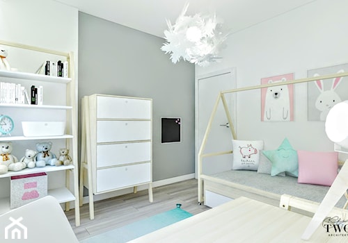 Mieszkanie w Łodzi - Mały szary pokój dziecka dla dziecka dla chłopca dla dziewczynki - zdjęcie od Klaudia Tworo Projektowanie Wnętrz
