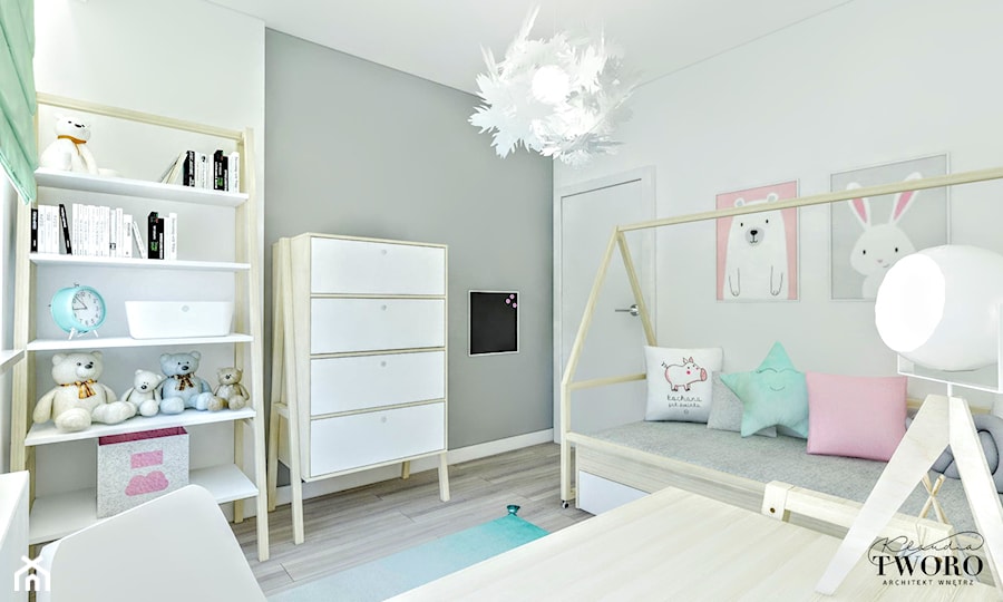 Mieszkanie w Łodzi - Mały szary pokój dziecka dla dziecka dla chłopca dla dziewczynki - zdjęcie od Klaudia Tworo Projektowanie Wnętrz