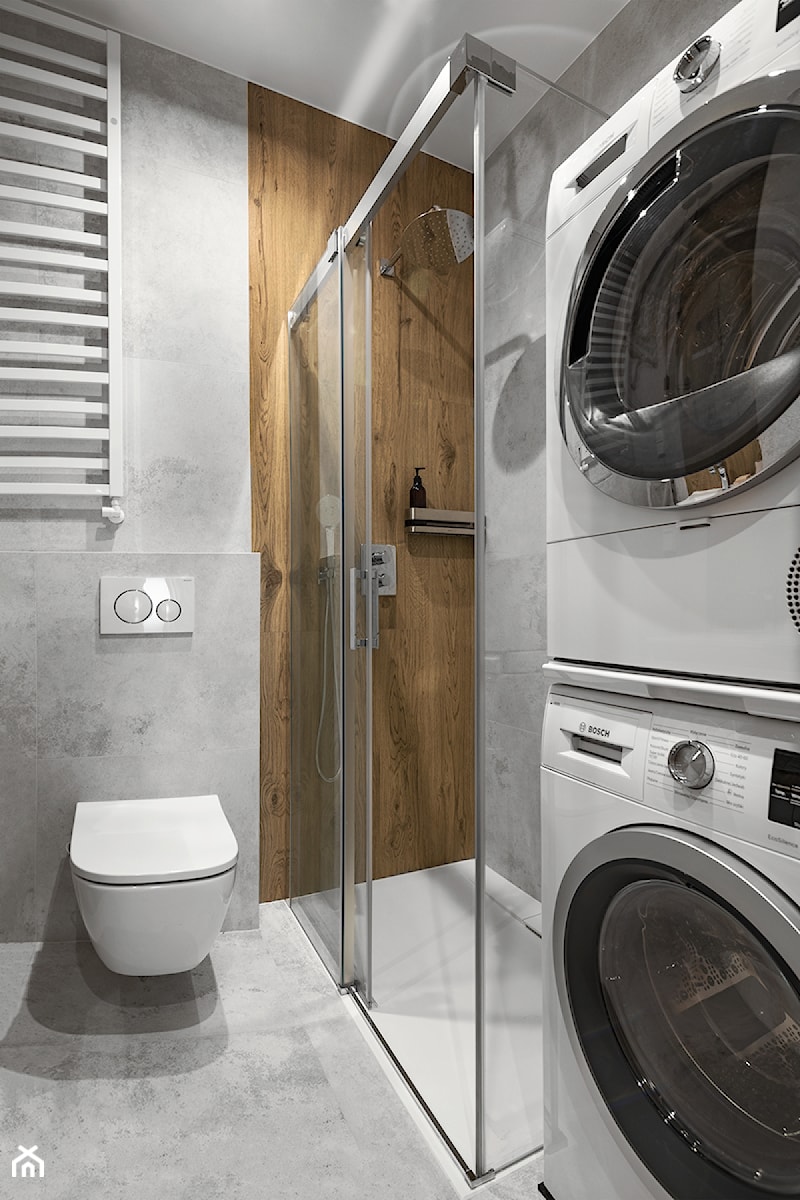 Radomsko - Mała z pralką / suszarką łazienka, styl nowoczesny - zdjęcie od Klaudia Tworo Projektowanie Wnętrz