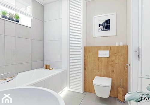 Mieszkanie_2 - Średnia na poddaszu łazienka z oknem - zdjęcie od Klaudia Tworo Projektowanie Wnętrz