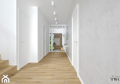 Dom w Jarocinie - Średni biały szary hol / przedpokój, styl nowoczesny - zdjęcie od Klaudia Tworo Projektowanie Wnętrz