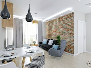 Mieszkanie Łódź - Chojny Park - Duży biały salon z jadalnią, styl nowoczesny - zdjęcie od Klaudia Tworo Projektowanie Wnętrz