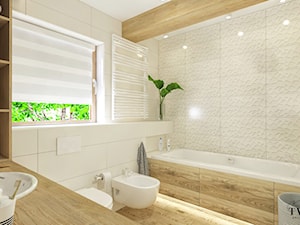 Dom Warszwa - Średnia na poddaszu łazienka z oknem - zdjęcie od Klaudia Tworo Projektowanie Wnętrz
