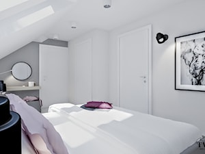 Dom w Sopocie - Średnia biała szara z biurkiem sypialnia na poddaszu - zdjęcie od Klaudia Tworo Projektowanie Wnętrz