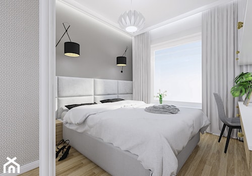 Elegancka sypialnia w bielach i szarościach - zdjęcie od Klaudia Tworo Projektowanie Wnętrz