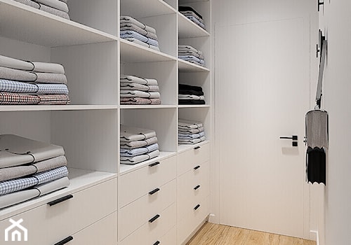 Projekt Domu - Mała otwarta garderoba oddzielne pomieszczenie, styl nowoczesny - zdjęcie od Klaudia Tworo Projektowanie Wnętrz