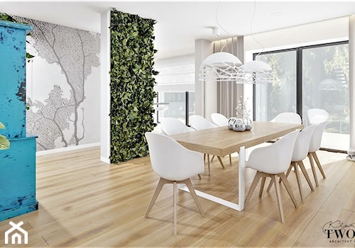 Średnia biała szara jadalnia jako osobne pomieszczenie, styl nowoczesny - zdjęcie od Klaudia Tworo Projektowanie Wnętrz