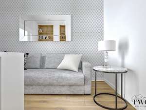 Dom w Jarocinie - Średni biały salon z bibiloteczką, styl nowoczesny - zdjęcie od Klaudia Tworo Projektowanie Wnętrz
