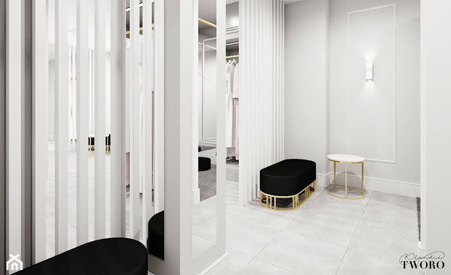 Salon Carmen w wersji: złoto / róż / czerń - Wnętrza publiczne, styl nowoczesny - zdjęcie od Klaudia Tworo Projektowanie Wnętrz