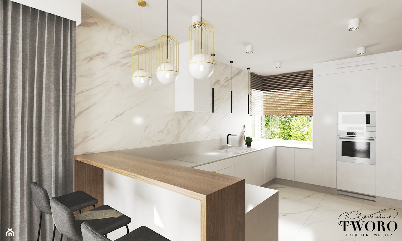 Brąz/złoto kuchnia + łazienka - Kuchnia, styl nowoczesny - zdjęcie od Klaudia Tworo Projektowanie Wnętrz - Homebook