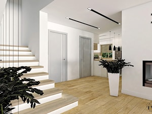 Dom w Ksawerowie - Średni biały hol / przedpokój, styl nowoczesny - zdjęcie od Klaudia Tworo Projektowanie Wnętrz
