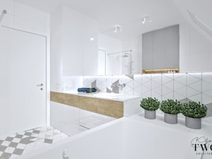 Dom w Jarocinie - Średnia na poddaszu łazienka z oknem, styl nowoczesny - zdjęcie od Klaudia Tworo Projektowanie Wnętrz