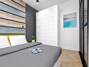 Mieszkanie_1 - Średnia biała czarna szara sypialnia - zdjęcie od Klaudia Tworo Projektowanie Wnętrz