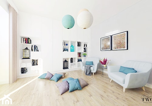 Duży biały salon, styl nowoczesny - zdjęcie od Klaudia Tworo Projektowanie Wnętrz