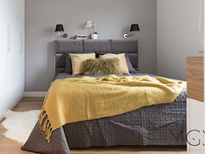 Szczypta kolorów - Średnia szara sypialnia, styl nowoczesny - zdjęcie od Pracownia Architektoniczna Małgorzaty Górskiej-Niwińskiej
