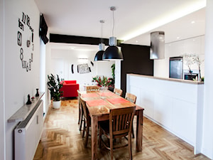 Mieszkanie Ursus - Średnia biała jadalnia w kuchni, styl skandynawski - zdjęcie od Pracownia Architektoniczna Małgorzaty Górskiej-Niwińskiej