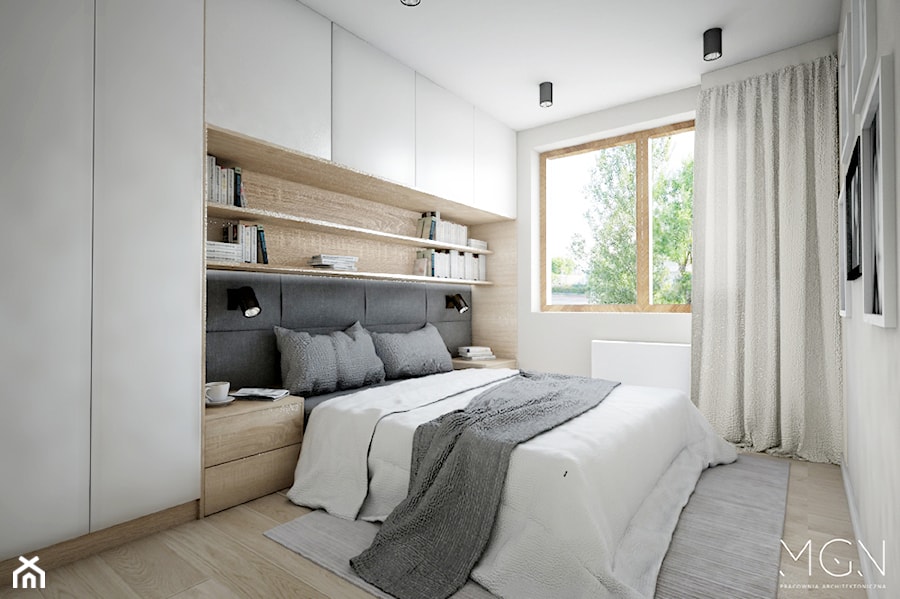 Z myślą o rodzinie - Średnia biała sypialnia, styl nowoczesny - zdjęcie od Pracownia Architektoniczna Małgorzaty Górskiej-Niwińskiej