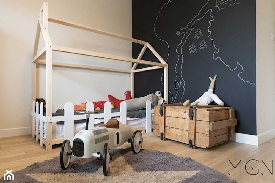 Z myślą o Rodzinie - Średni czarny szary pokój dziecka dla dziecka dla chłopca dla dziewczynki, styl nowoczesny - zdjęcie od Pracownia Architektoniczna Małgorzaty Górskiej-Niwińskiej