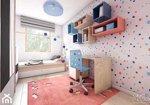 Z myślą o rodzinie - Mały biały pokój dziecka dla nastolatka dla dziewczynki, styl nowoczesny - zdjęcie od Pracownia Architektoniczna Małgorzaty Górskiej-Niwińskiej