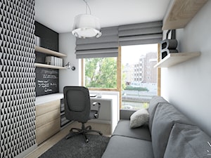 Z myślą o rodzinie - Małe z sofą szare biuro, styl nowoczesny - zdjęcie od Pracownia Architektoniczna Małgorzaty Górskiej-Niwińskiej
