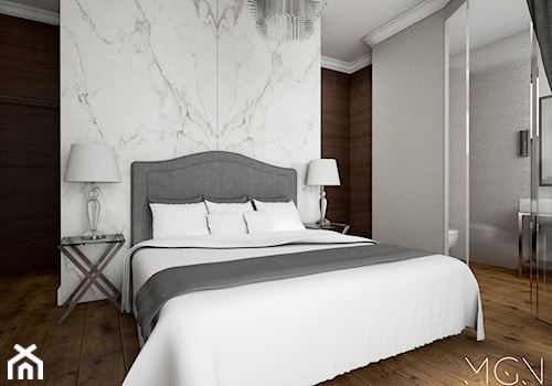 Hotelowy apartament - Średnia szara sypialnia, styl tradycyjny - zdjęcie od Pracownia Architektoniczna Małgorzaty Górskiej-Niwińskiej