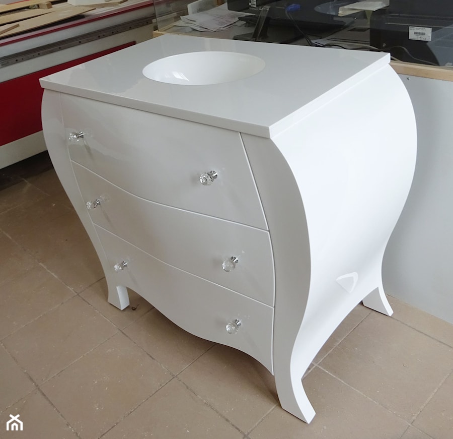 Komoda Bombero stylowa glamour do łazienki wraz z umywalką - zdjęcie od Fuchs Furniture Pracownia Meblarska