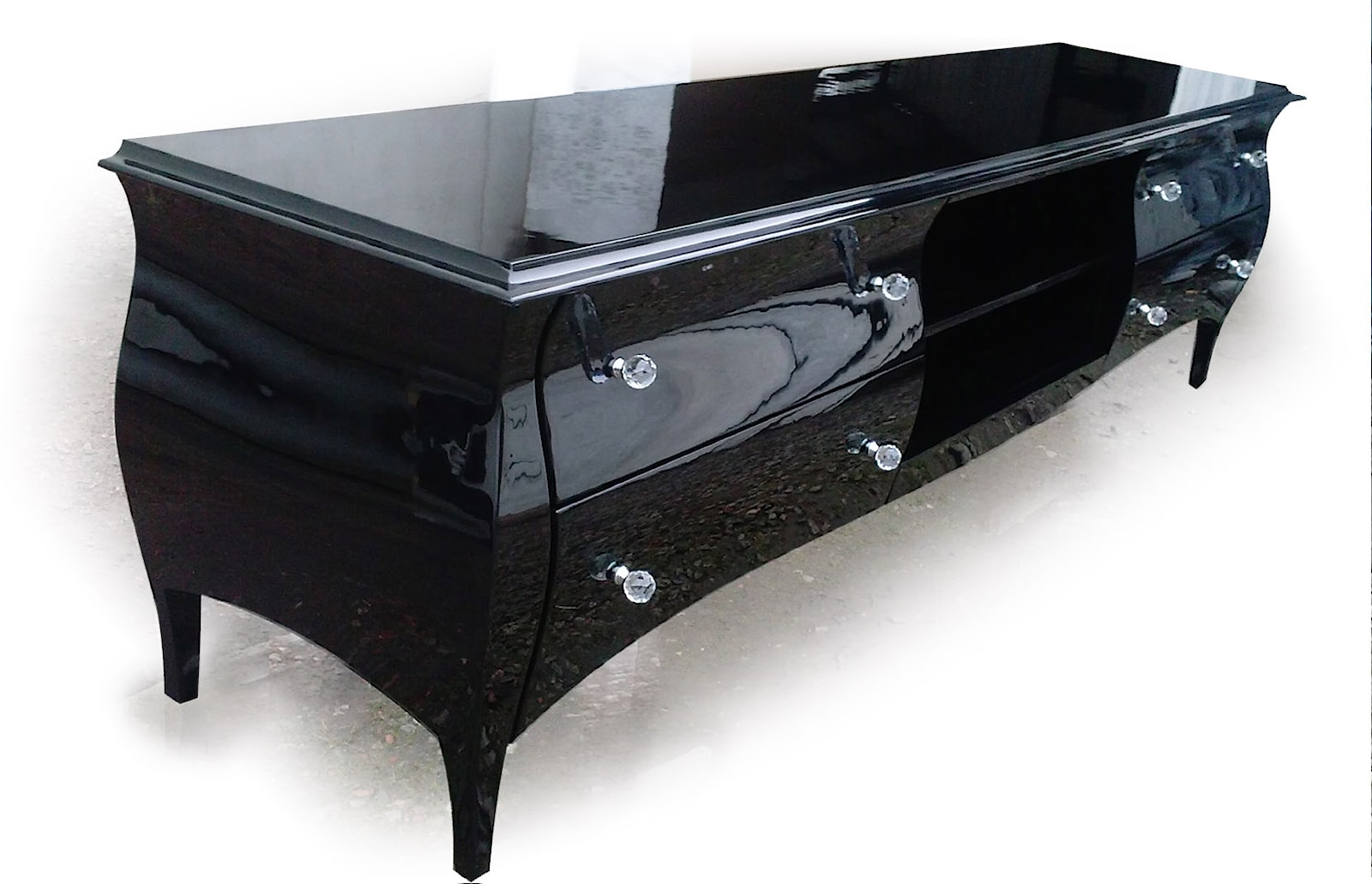 Szafka rtv - czarna wysoki połysk - zdjęcie od Fuchs Furniture Pracownia Meblarska - Homebook