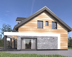 Elewacja domu z drewnem i kamieniem rzecznym - zdjęcie od MyWay Design - Homebook