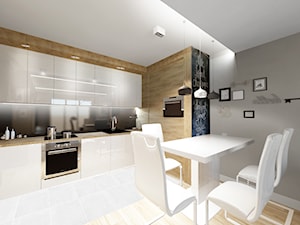 Mieszkanie 56m2 - Średnia otwarta z zabudowaną lodówką kuchnia w kształcie litery u, styl minimalistyczny - zdjęcie od Archibranża