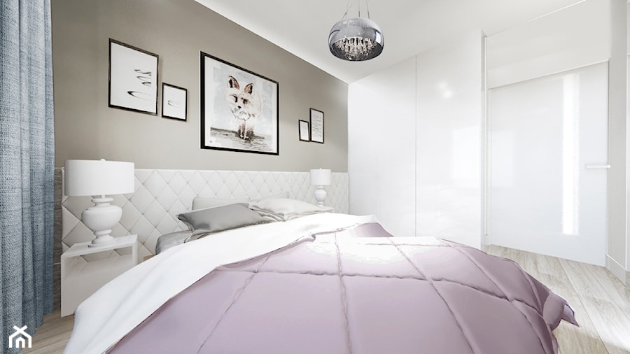 Średnia szara sypialnia, styl glamour - zdjęcie od Archibranża