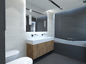 Średnia na poddaszu bez okna z dwoma umywalkami łazienka - zdjęcie od Archibranża