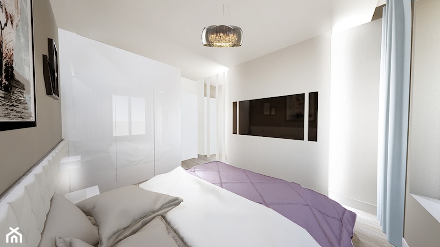 Mieszkanie 56m2 - Średnia beżowa sypialnia, styl minimalistyczny - zdjęcie od Archibranża