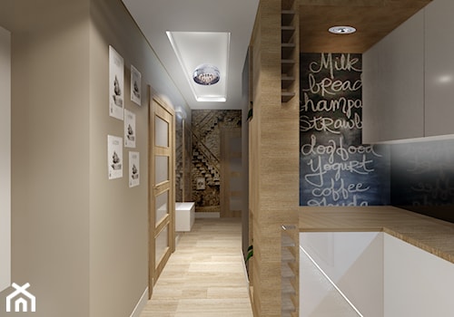 Mieszkanie 56m2 - Mała otwarta szara kuchnia w kształcie litery l, styl minimalistyczny - zdjęcie od Archibranża