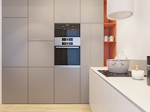 Minimalistyczne mieszkanie z akcentem pomarańczy, - Kuchnia, styl minimalistyczny - zdjęcie od YAY! ARCHITEKTURA