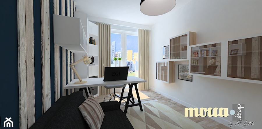 Redłowo - Średnie białe czarne biuro, styl skandynawski - zdjęcie od MOCCADesign