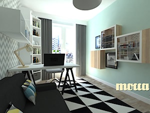 Redłowo - Średnie z sofą białe miętowe szare biuro, styl nowoczesny - zdjęcie od MOCCADesign