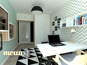 Redłowo - Średnie z sofą białe szare zielone biuro, styl nowoczesny - zdjęcie od MOCCADesign