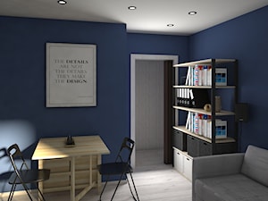 Średnie w osobnym pomieszczeniu z sofą niebieskie biuro, styl nowoczesny - zdjęcie od archJudyta Aranżacja Wnętrz Judyta Grzybek